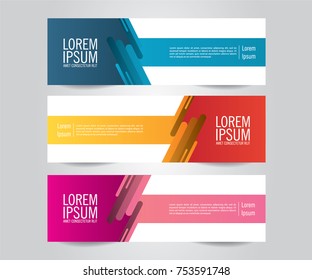 Set of Modern Colorful banner template. Blue, Red and Purple Banner design.