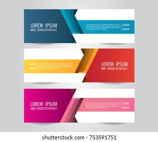 Set of Modern Colorful banner template. Blue, Red and Purple Banner design.