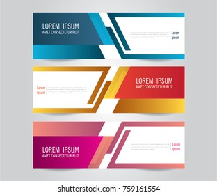 Set of Modern Colorful banner template. Blue, Red and Purple Banner design. Horizontal advertising banner.