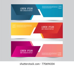 Set of Modern Colorful banner template. Blue, Red and Purple Banner design. Horizontal advertising banner.