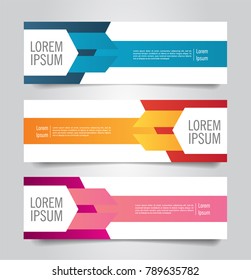 Set of Modern Colorful banner template. Blue, Red and Purple Banner design. Horizontal advertising banner.