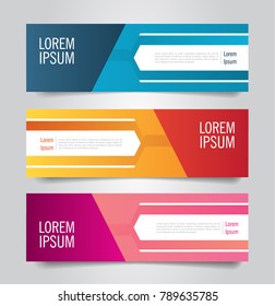 Set of Modern Colorful banner template. Blue, Red and Purple Banner design. Horizontal advertising banner.