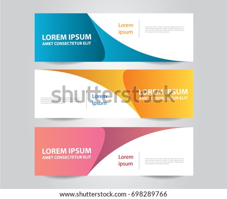 Set of Modern Colorful banner template. Blue, Orange and Purple Banner design. Horizontal advertising banner.