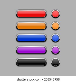 Set of modern colorful blank web buttons for website or app. Isolated on grey background. Vector illustration, eps 10.
