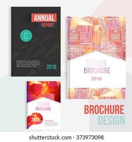 Set of Modern colorful Brochure cover design templates with abstract geometric linear maze and polygon shapes for your business