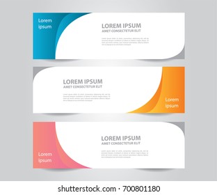 Set of Modern Colorful business banner template. Blue, Red and Pink Banner design. Horizontal advertising banner.