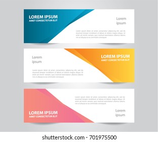 Set of Modern Colorful business banner template. Blue, Orange and Pink Banner design. Horizontal advertising banner.