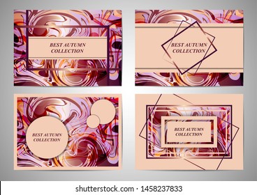 Set. Modern colorful flow poster. Wave Liquid form color background. Art design for your project cover design, business banner, poster, presentation and flyer. Vector illustration