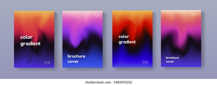 Set of modern colorful gradient background. Trendy abstract poster liquid design.  A4 size fluid backdrop illustrations for brochure, banner, print, flayer, card, placard.
