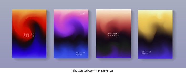Set of modern colorful gradient background. Trendy abstract poster liquid design.  A4 size fluid backdrop illustrations for brochure, banner, print, flayer, card, placard.