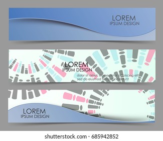  Set of modern colorful horizontal vector banners.  Can be used as a trendy business template or in a web design. Vector illustration.