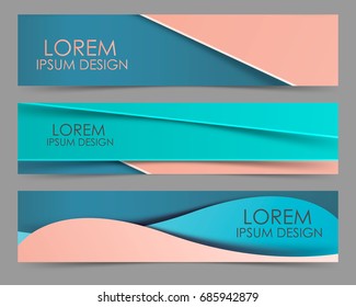  Set of modern colorful horizontal vector banners.  Can be used as a trendy business template or in a web design. Vector illustration.