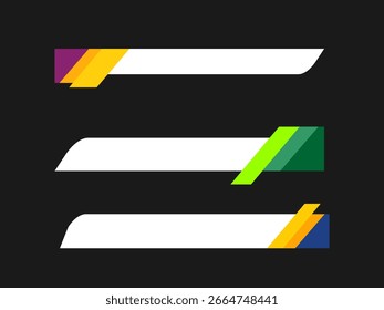 A set of modern, colorful lower third banners. These are ideal for video editing, news broadcasts, vlogs, and displaying names or titles