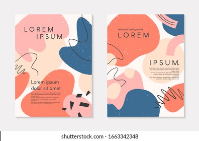 Set of modern colorful vector collages with hand drawn organic shapes and textures.Trendy contemporary design perfect for prints,flyers,banners,brochure,invitations,branding design,covers and more