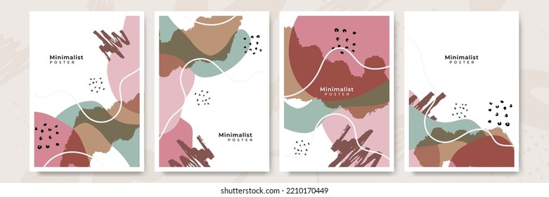 Set of modern colorful vector collages with hand drawn organic shapes and textures. Trendy contemporary design perfect for prints, flyers, banners, brochure, invitations, branding design, covers