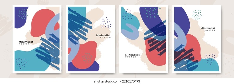 Conjunto de modernos collages vectoriales coloridos con formas orgánicas dibujadas a mano y texturas. Diseño contemporáneo de moda perfecto para impresiones, folletos, pancartas, folletos, invitaciones, diseño de marca, portadas