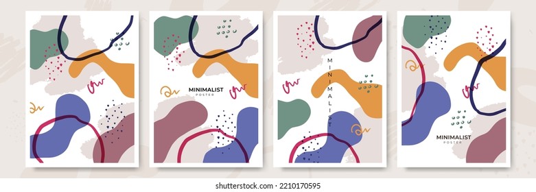 Conjunto de modernos collages vectoriales coloridos con formas orgánicas dibujadas a mano y texturas. Diseño contemporáneo de moda perfecto para impresiones, folletos, pancartas, folletos, invitaciones, diseño de marca, portadas