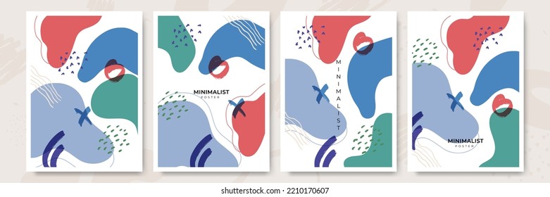 Conjunto de modernos collages vectoriales coloridos con formas orgánicas dibujadas a mano y texturas. Diseño contemporáneo de moda perfecto para impresiones, folletos, pancartas, folletos, invitaciones, diseño de marca, portadas