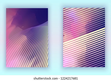 set of Modern colorful vector geometric leaflet  mock up. Futuristic cover promotion design. Vibrant  lines 