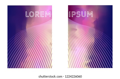 set of Modern colorful vector geometric leaflet  mock up. Futuristic cover promotion design. Vibrant  lines 
