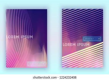 set of Modern colorful vector geometric leaflet  mock up. Futuristic cover promotion design. Vibrant  lines 