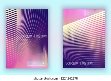 set of Modern colorful vector geometric leaflet  mock up. Futuristic cover promotion design. Vibrant  lines 