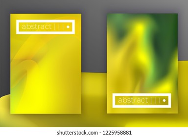 set of Modern colorful vector geometric leaflet  mock up. Futuristic cover promotion design.Flame yellow green colors. A4 vertical 