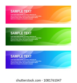 Set of Modern Colorful Vector Horizontal Banners with Wawes for your design.
