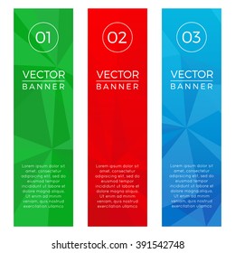 Set of Modern Colorful Vertical Vector Banners with Polygonal Background