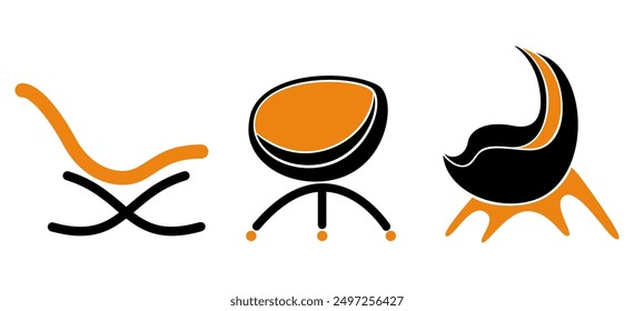 set modern comfortable chair icon logo. cozy armchair symbol design vector illustration