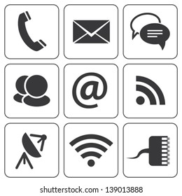 Set of modern communication signs and icons. Vector illustration