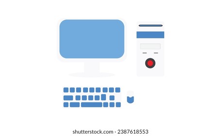 set of modern computers with fresh color isolated on white background. white and blue color