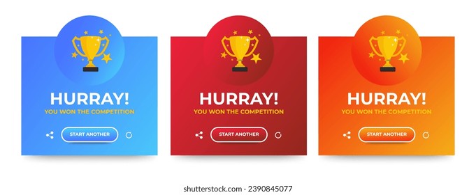 Set of Modern congratulations pop up banner with flat design on white background. Professional web design, full set of elements. User-friendly design materials. vector