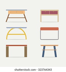 Set Of Modern Console Table Vector Illustration