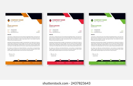 Set of modern corporate Letterhead design template or Business style letter head templates for your project design.
