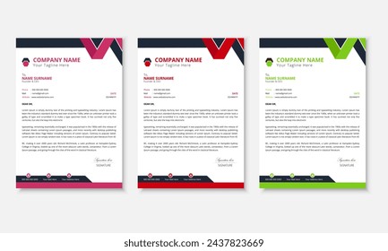 Set of modern corporate Letterhead design template or Business style letter head templates for your project design.
