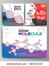 Set of modern cover 3d science wireframe shapes