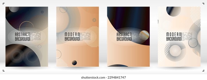 Set of Modern Cover with Gradient Mesh Holographic Circles. Hipster Graphic Template Design with Lines, Dots, Round Shapes. Identity Style for your Business Flyer.