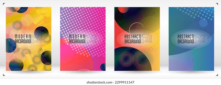 Conjunto de portada moderna con círculos holográficos de malla degradada. Diseño Web Mínimo Futuro con Composición Resumen. Estilo de innovación para tu portada comercial.