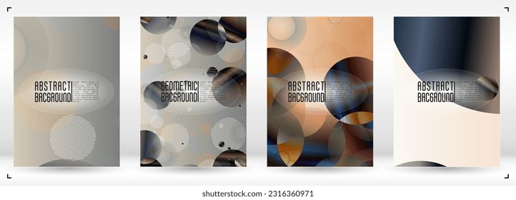 Conjunto de portada moderna con círculos holográficos de malla degradada. Diseño de plantillas gráficas de Hipster con líneas, puntos, formas redondeadas. Impresión de Memphis para su diseño de negocio.