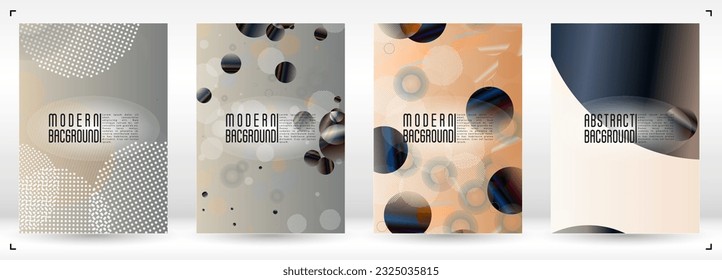 Set of Modern Cover with Gradient Mesh Holographic Circles. Future Minimal Web Design with Abstract Composition. Identity Style for your Business Flyer.