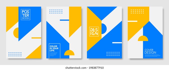 Set of modern cover and poster design template. Abstract colorful geometric shape for banners, brochure, flyer, wallpaper and page layout design other. Vector