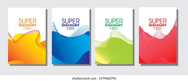 Eine Reihe moderner Cover-Vorlagen-Designs auf abstrakten geometrischen Formen. Layout für Flyer oder Broschüren im organischen Stil. Abstrakter Hintergrund fließender flüssiger Formen. Vektorgrafik.