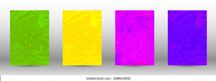 A set of modern covers. Abstract marble pattern. Blue, green, pink, yellow pattern with lava figures. An illustration consisting of blurred lines, circles. Template for your business design.Vector.