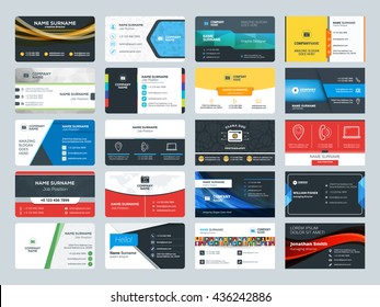 Set of modern creative business card templates. Flat design vector illustration. Stationery design