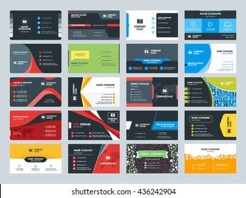 Set of modern creative business card templates. Flat design vector illustration. Stationery design