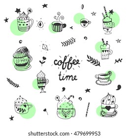 Set of Modern Creative Cards with Hand Drawn Ethnic Shapes Made with Ink. Retro Template for Placards, Posters, Flayers and Banner Designs.