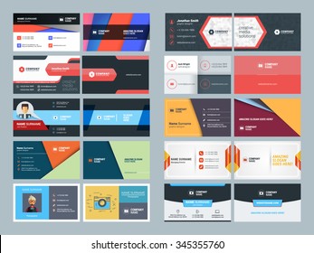 Set of Modern Creative and Clean Business Card Design Print Templates. Flat Style Vector Illustration