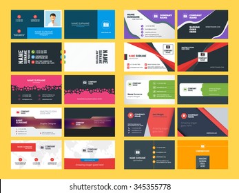 Set of Modern Creative and Clean Business Card Design Print Templates. Flat Style Vector Illustration