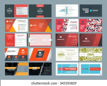 Set of Modern Creative and Clean Business Card Design Print Templates. Flat Style Vector Illustration